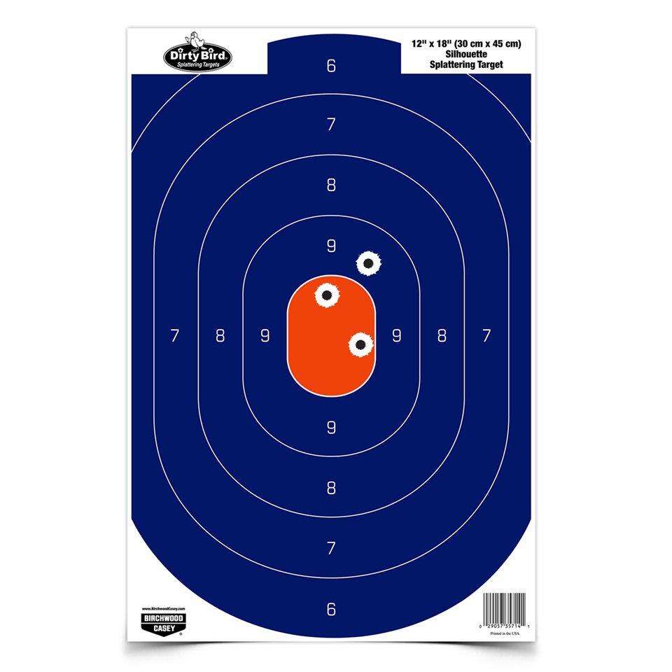 Targets Birchwood Casey Ready Series DIRTY BIRD12" X 18" BLUE/ORANGE OVAL SILHOUETTE TARGET - 50-PK